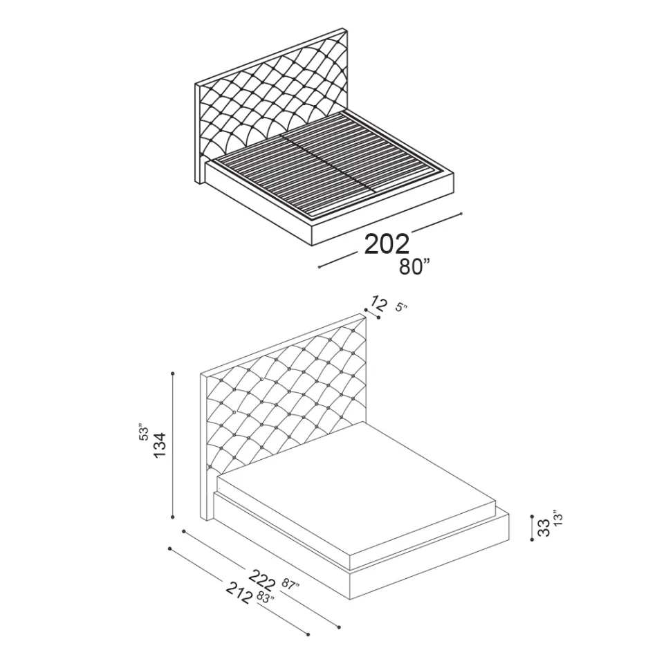 Krevat dopio Capitonné me ruajtje opsionale Prodhuar në Itali - Sciocco Viadurini