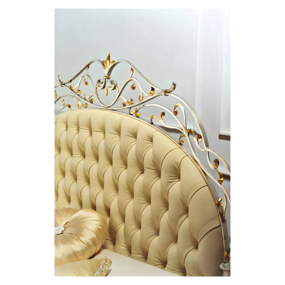 Krevat dopio klasik dhe i kushtueshëm prej hekuri dhe lëkure Prodhuar në Itali - Laki Viadurini