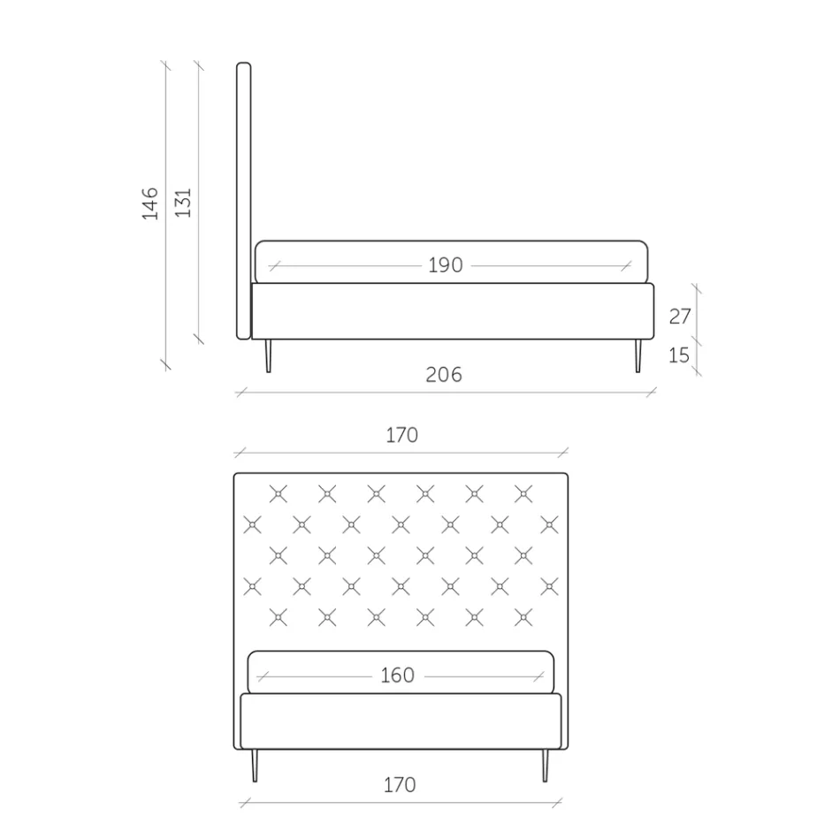 Krevat dopio me kuti ruajtëse dhe bazament 160x190 Prodhuar në Itali - Sallie Viadurini