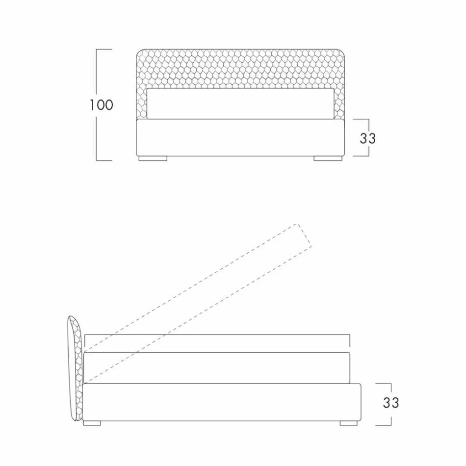 Shtrat dopio me kuti tapiceri në pëlhurën Corolle nga Bolzan Viadurini