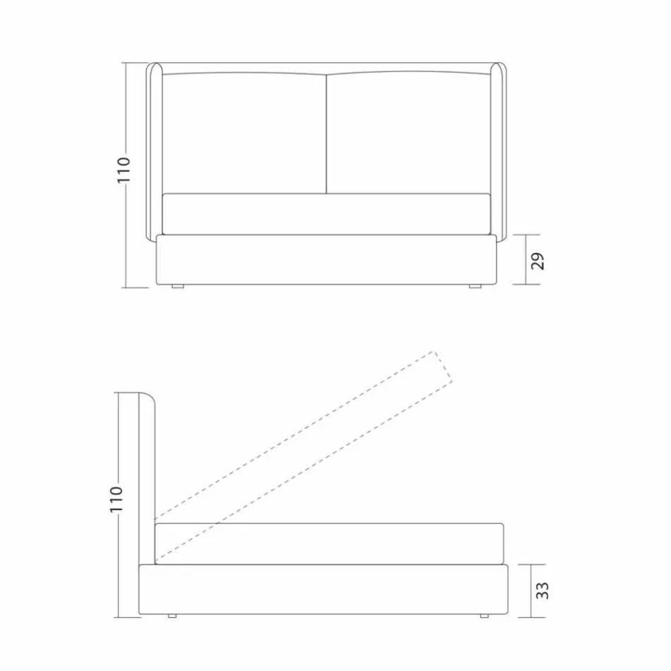 Shtrati dopio me njësi ruajtëse, dizajn modern, Kate nga Bolzan Viadurini
