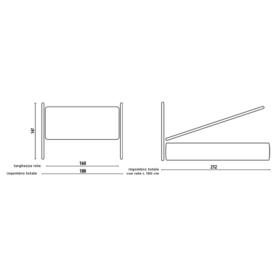 Krevat dopio me kornizë krevati të mbushur dhe krevate hekuri - Nebbia Viadurini