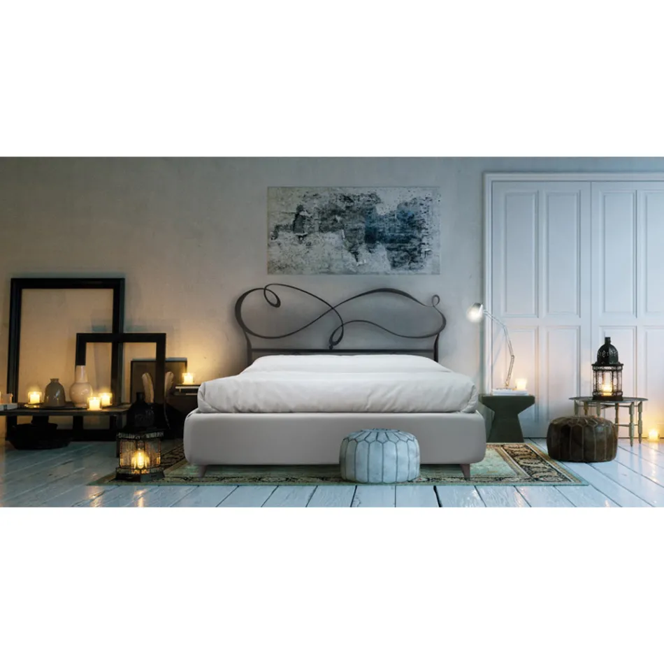 Krevat dopio me kornizë krevatesh të veshur me susta në përfundime të ndryshme Made in Italy - Design Viadurini