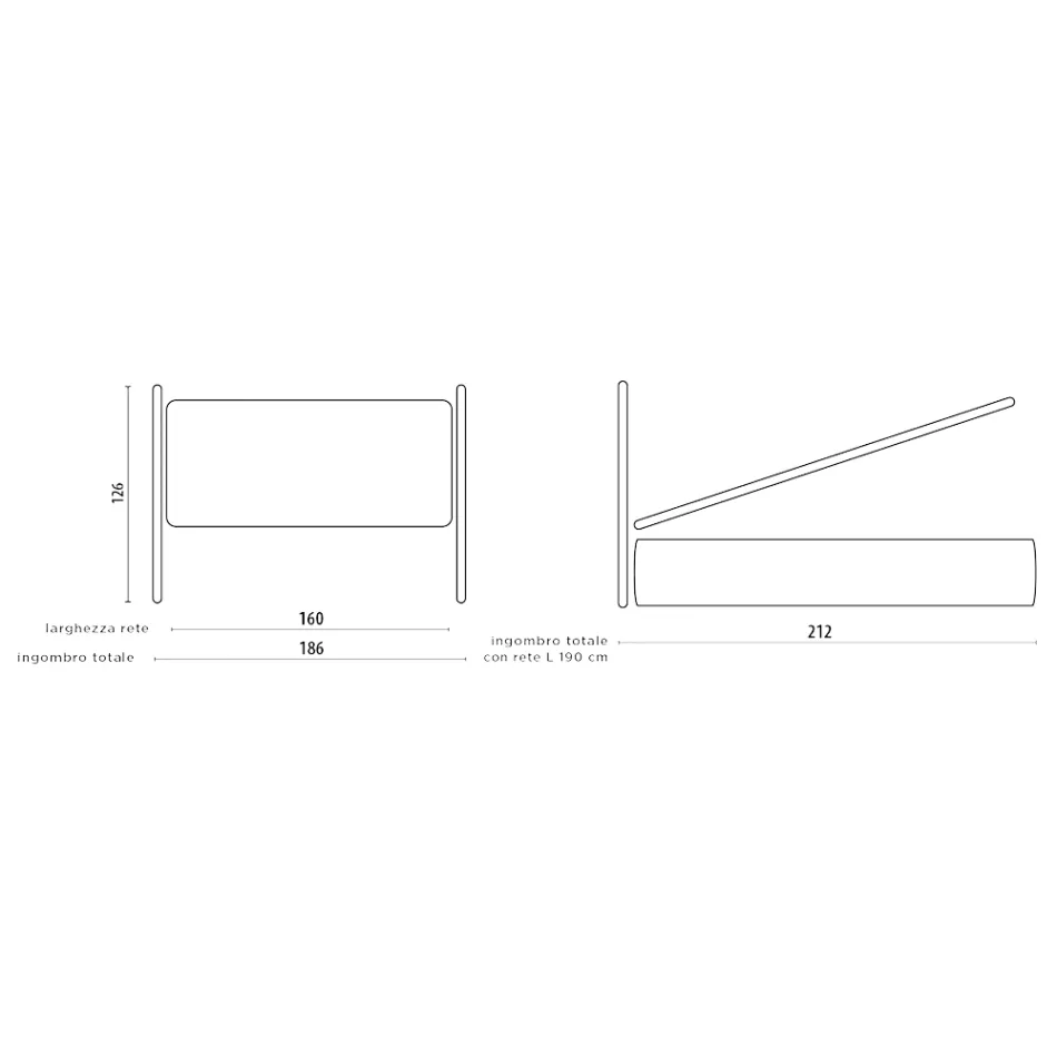 Krevat dopio me kornizë krevatesh të veshur me susta në përfundime të ndryshme Made in Italy - Design Viadurini