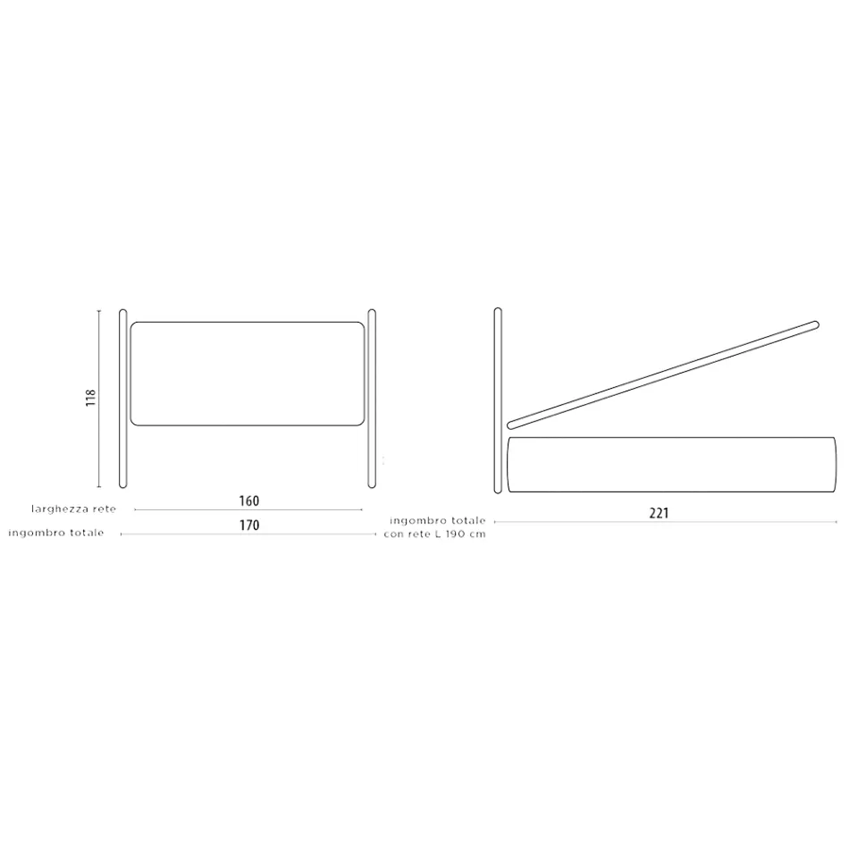 Krevat dopio me kornizë krevati të veshur me susta në pëlhurë Made in Italy - Rolly Viadurini