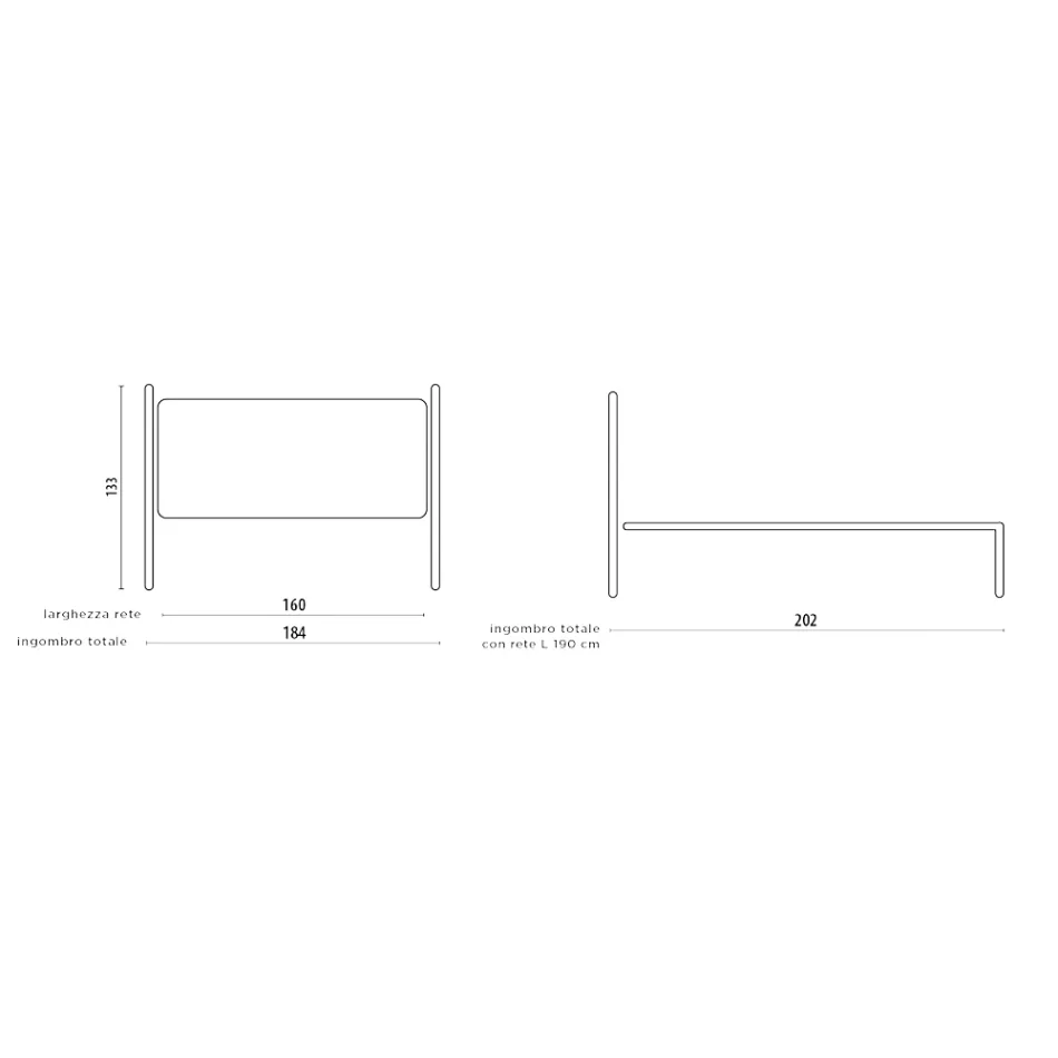 Krevat dopio me kornizë hekuri Prodhuar në Itali - Shadow Viadurini