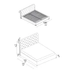 Krevat dopio me mbushje capitonné dhe këmbë druri - Briosco Viadurini