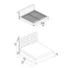 Krevat dopio me mbushje capitonné dhe këmbë druri - Briosco Viadurini