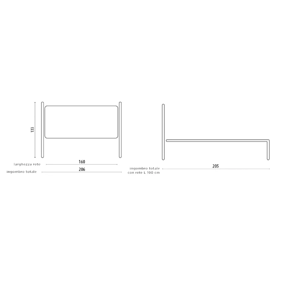 Krevat dopio me krevate dhe kornizë krevati në hekur Prodhuar në Itali - Finish Viadurini