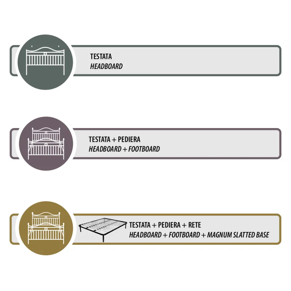 Krevat dopio me krevate të forta hekuri Prodhuar në Itali - Nebbia Viadurini