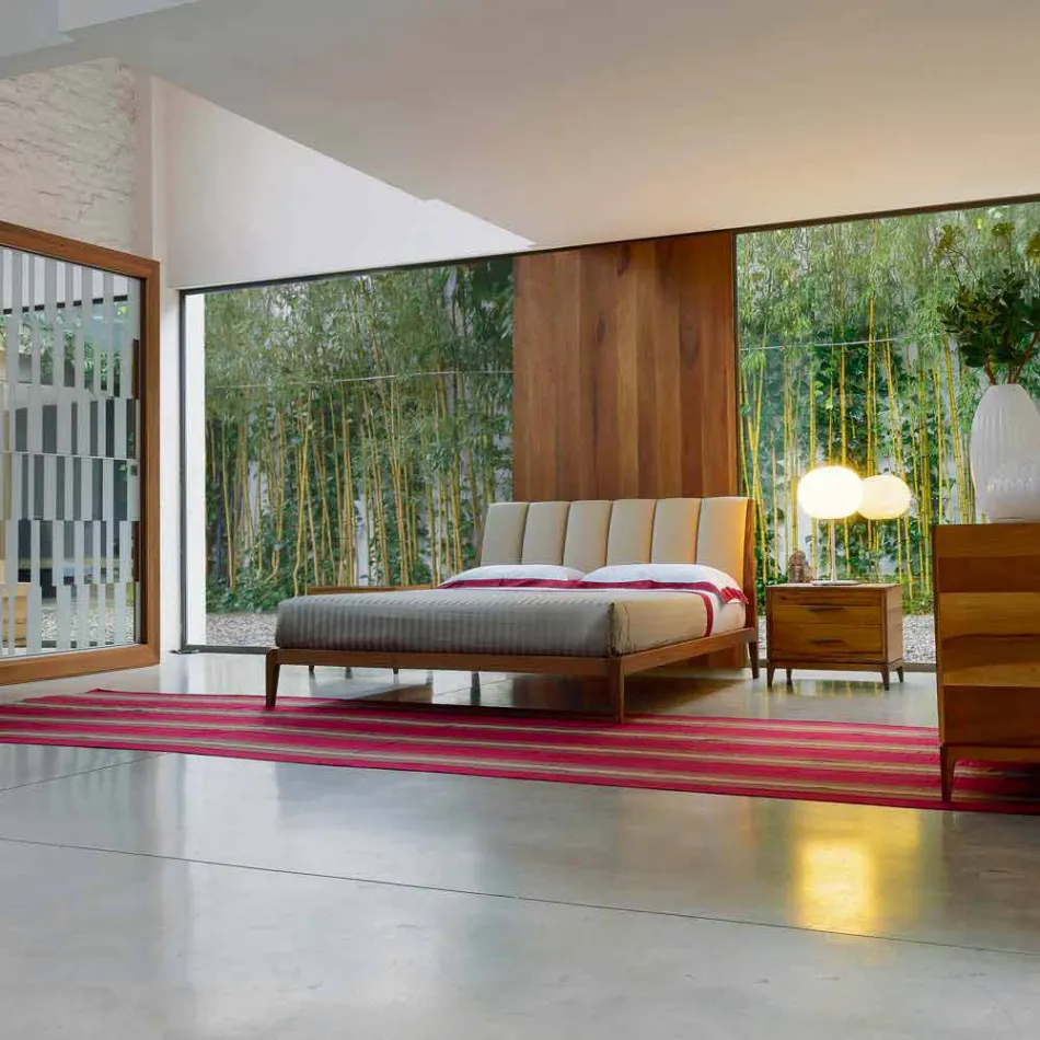 Dizajnoni krevat dopio me veshje tapiceri të veshur me susta Menardo Viadurini