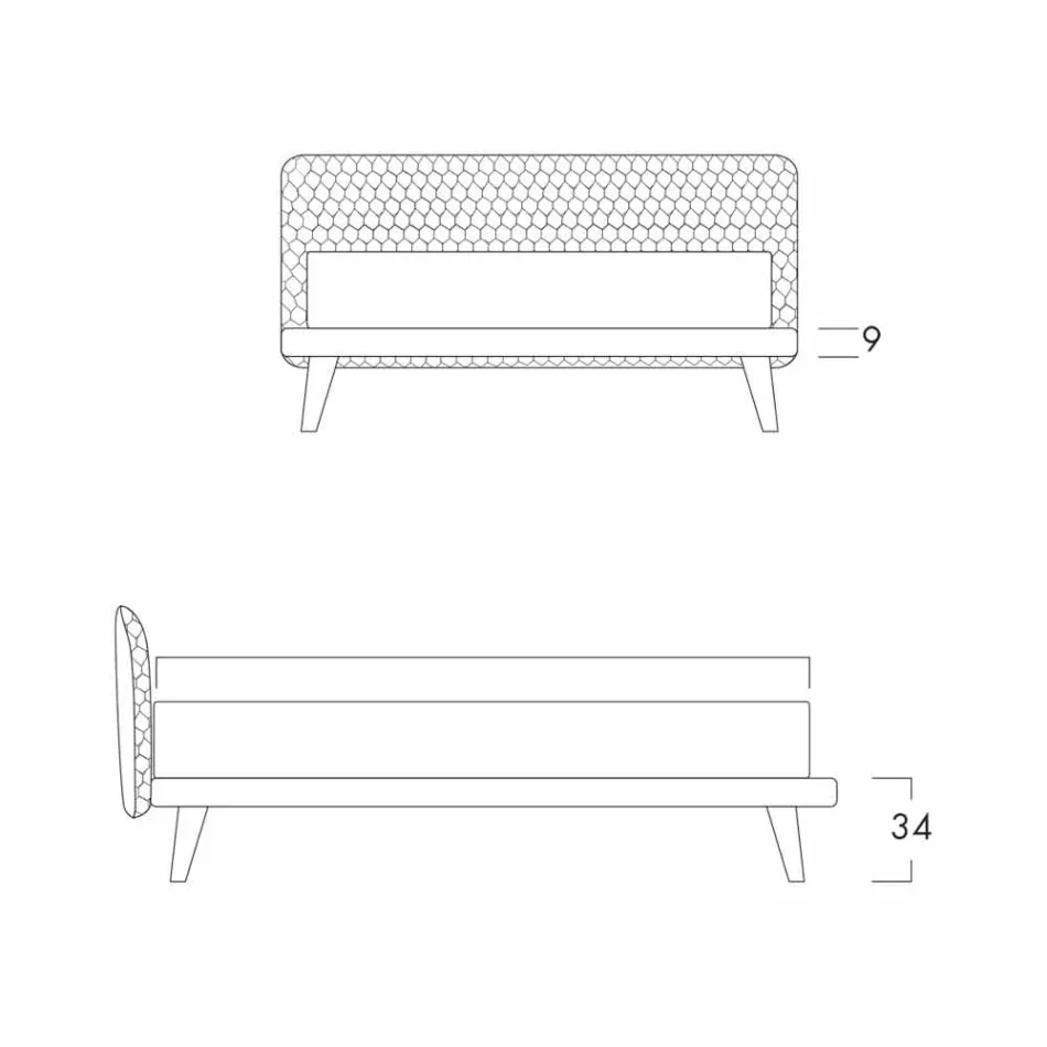 Dizajnoni krevat dopio të veshur me susta në pëlhurën Corolle Bolzan Viadurini