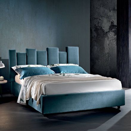 Krevat dopio me dizajn modern me susta me cilësi të lartë në blu ose gri - Kenzo Viadurini