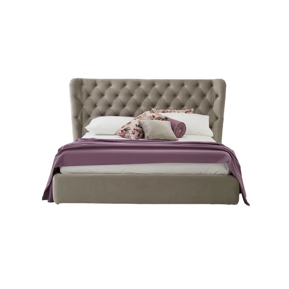 Krevat dopio luksoz me kuti dhe krevati Capitonnè Prodhuar në Itali - Papero Viadurini