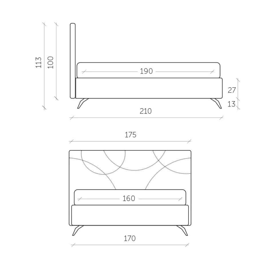 Krevat dopio i veshur me susta me kuti magazinimi Prodhuar në Itali - Sunflower Viadurini
