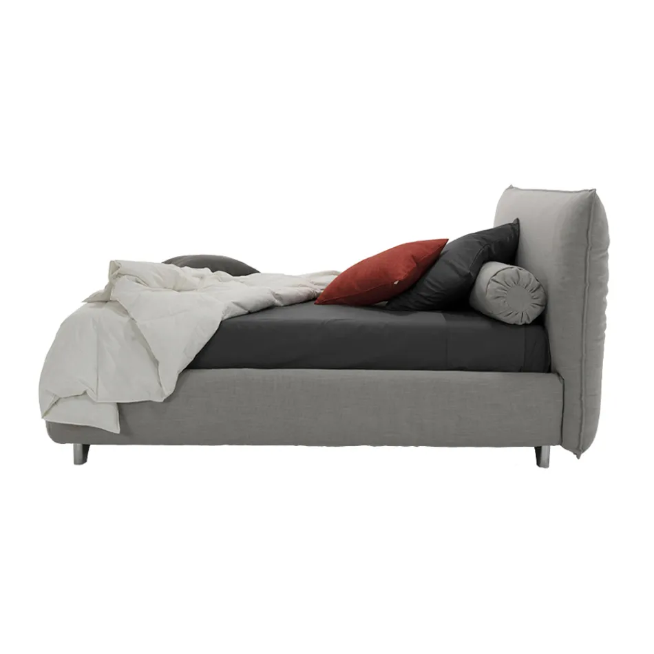 Krevat dopio i veshur me susta me kuti, pëlhurë ose eko-lëkurë Prodhuar në Itali - Lardino Viadurini