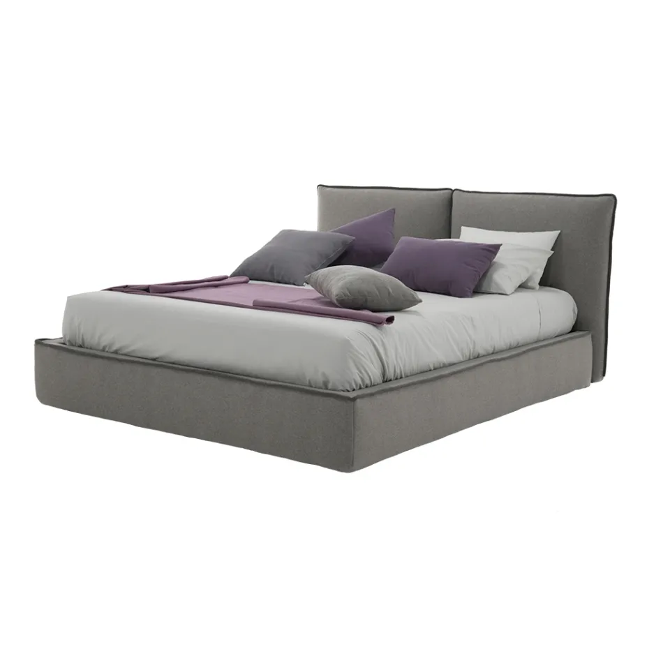 Krevat dopio i veshur me susta me komodë në eko-lëkurë ose pëlhurë - Notre Dame Viadurini