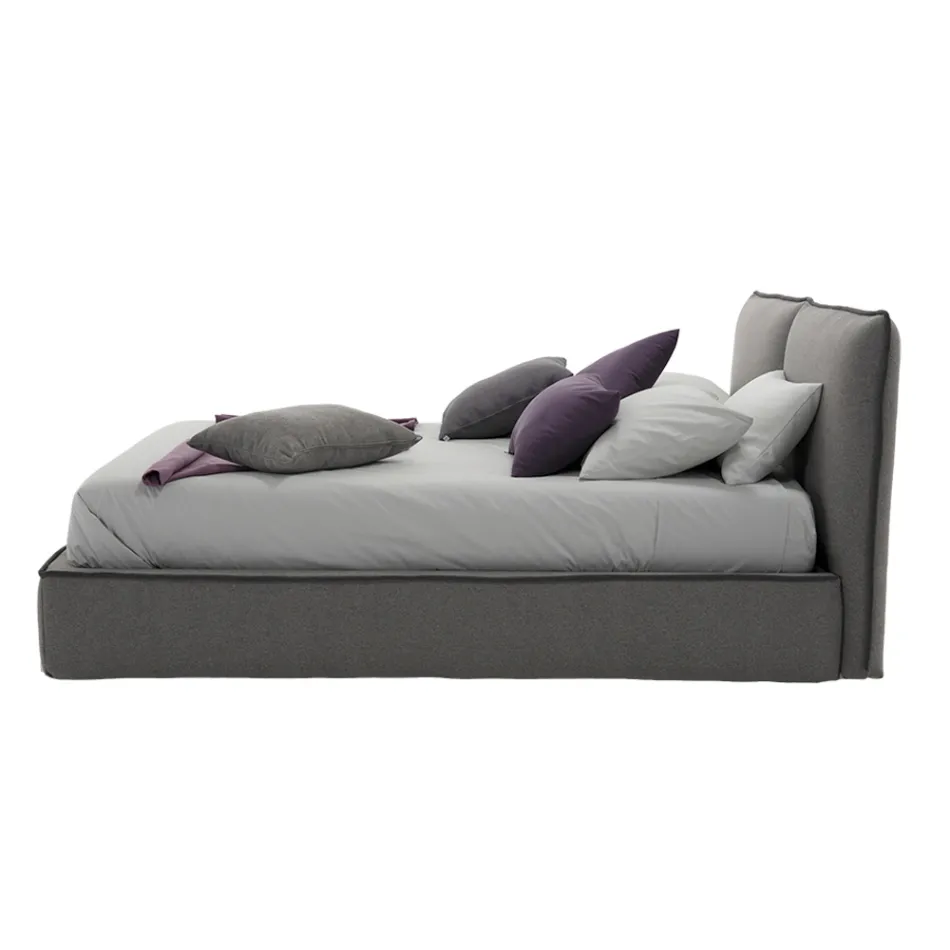 Krevat dopio i veshur me susta me komodë në eko-lëkurë ose pëlhurë - Notre Dame Viadurini