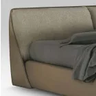 Shtrati dyshe i mbushur dhe i mbuluar me pëlhurë dhe lëkurë të prodhuar në Itali - Lula Viadurini