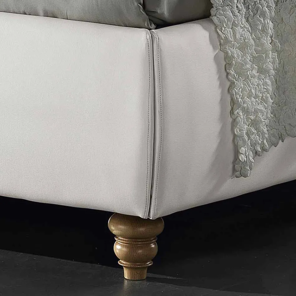 Lëkurë imituese shtrat i dyfishtë i veshur me susta me kuti 160x190 / 200 cm Agly Viadurini