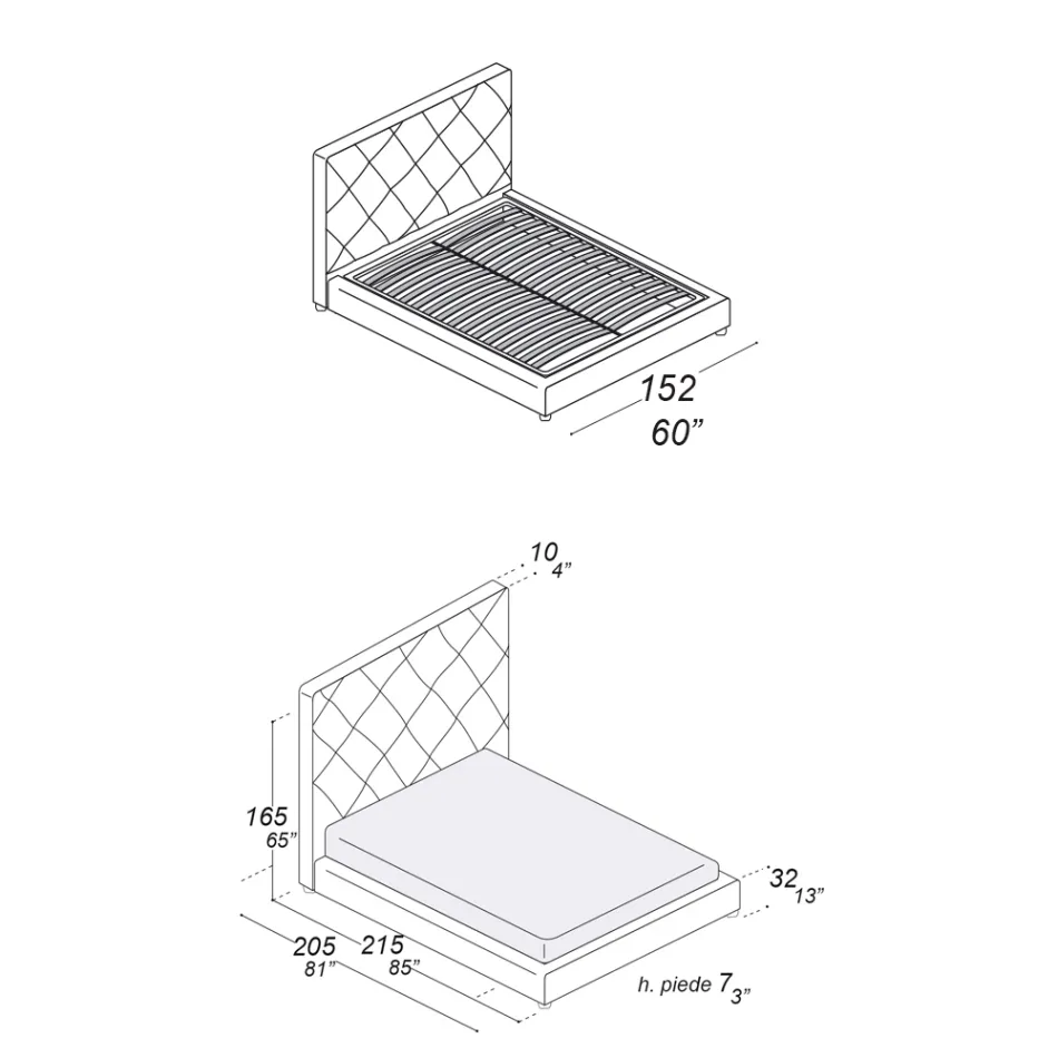 Krevat dopio i veshur me susta i mbuluar me pëlhurë ose lëkurë - Celebre Viadurini