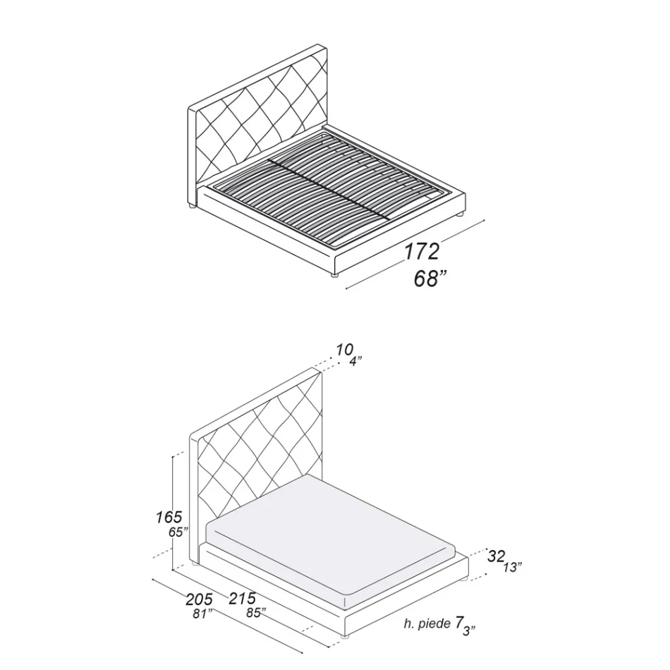Krevat dopio i veshur me susta i mbuluar me pëlhurë ose lëkurë - Celebre Viadurini