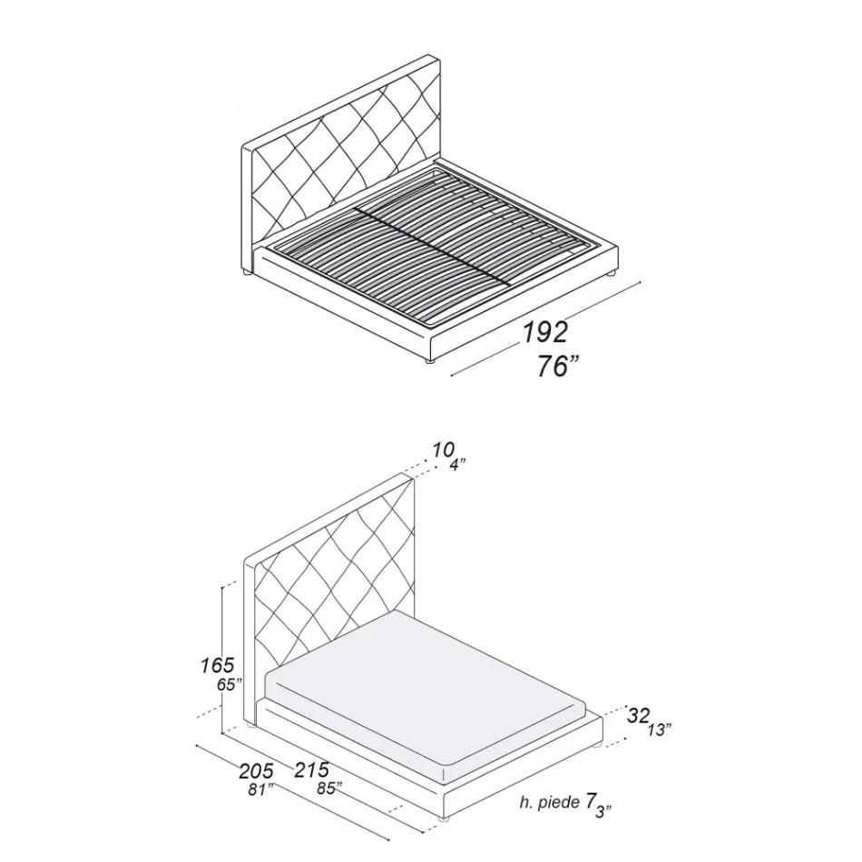 Krevat dopio i veshur me susta i mbuluar me pëlhurë ose lëkurë - Celebre Viadurini