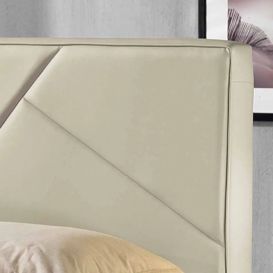 Imitim krevat dopio prej lëkure me kuti ashensori 160x190 / 200 cm Mia Viadurini