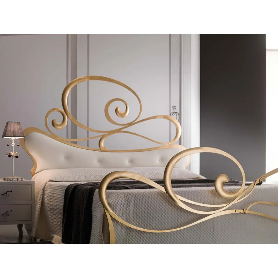 Krevat dopio hekuri me këmbe të koordinuar Prodhuar në Itali - Laser Viadurini