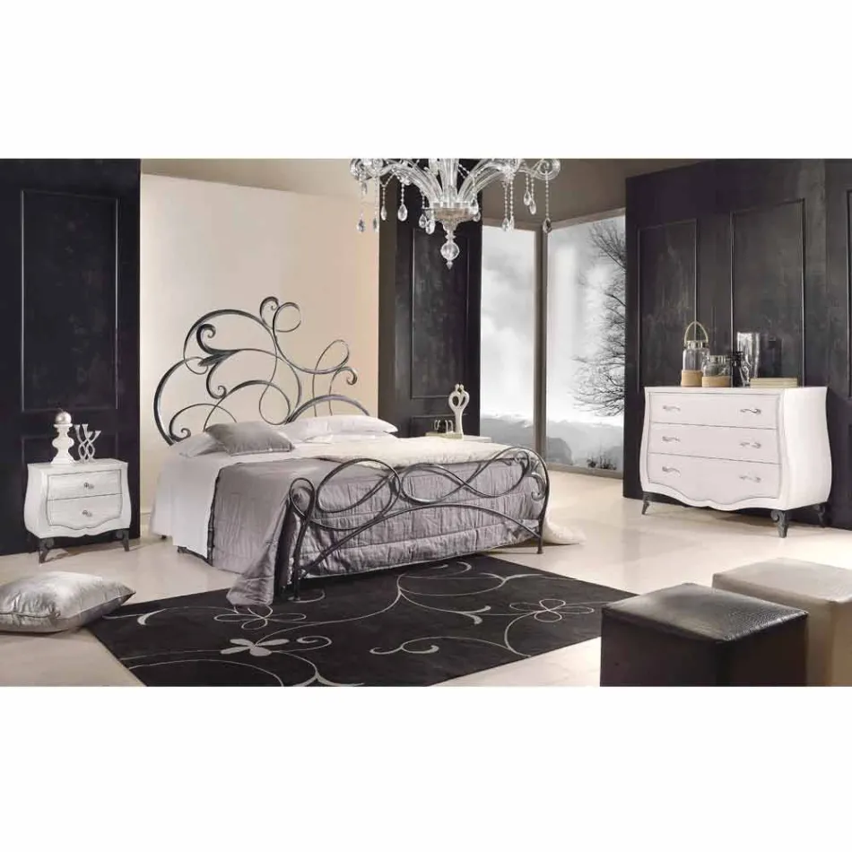 krevat dopio hekuri me headboard në teh të falsifikuar Allison Viadurini