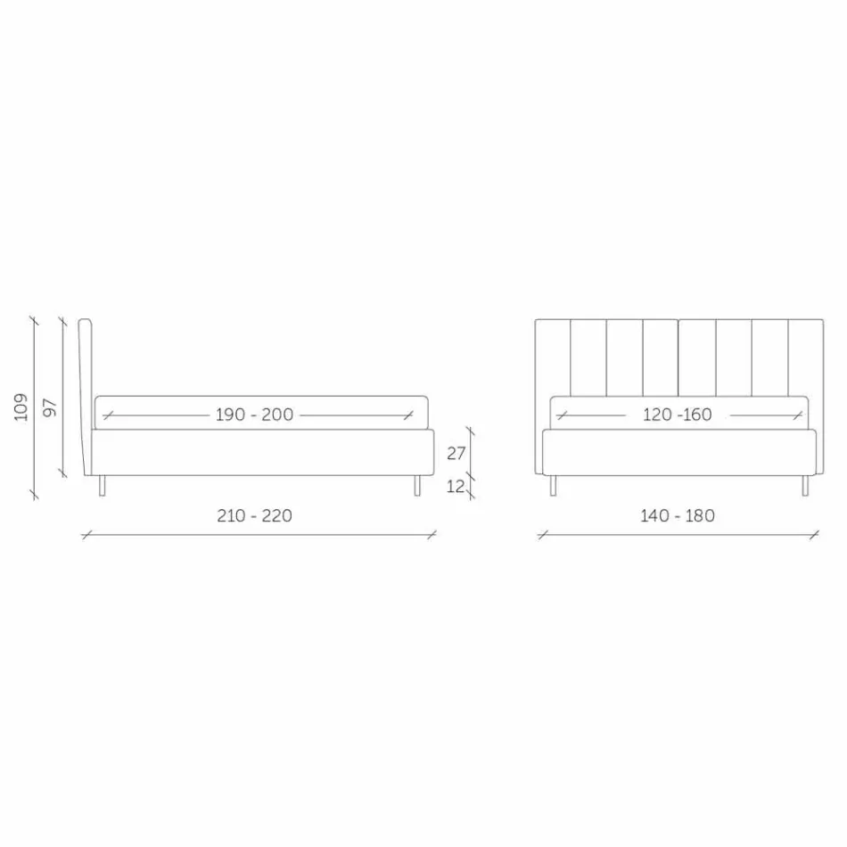 Shtrati pëlhurë dyshe me kuti dhe shirita me shirita Bërë në Itali - Nive Viadurini