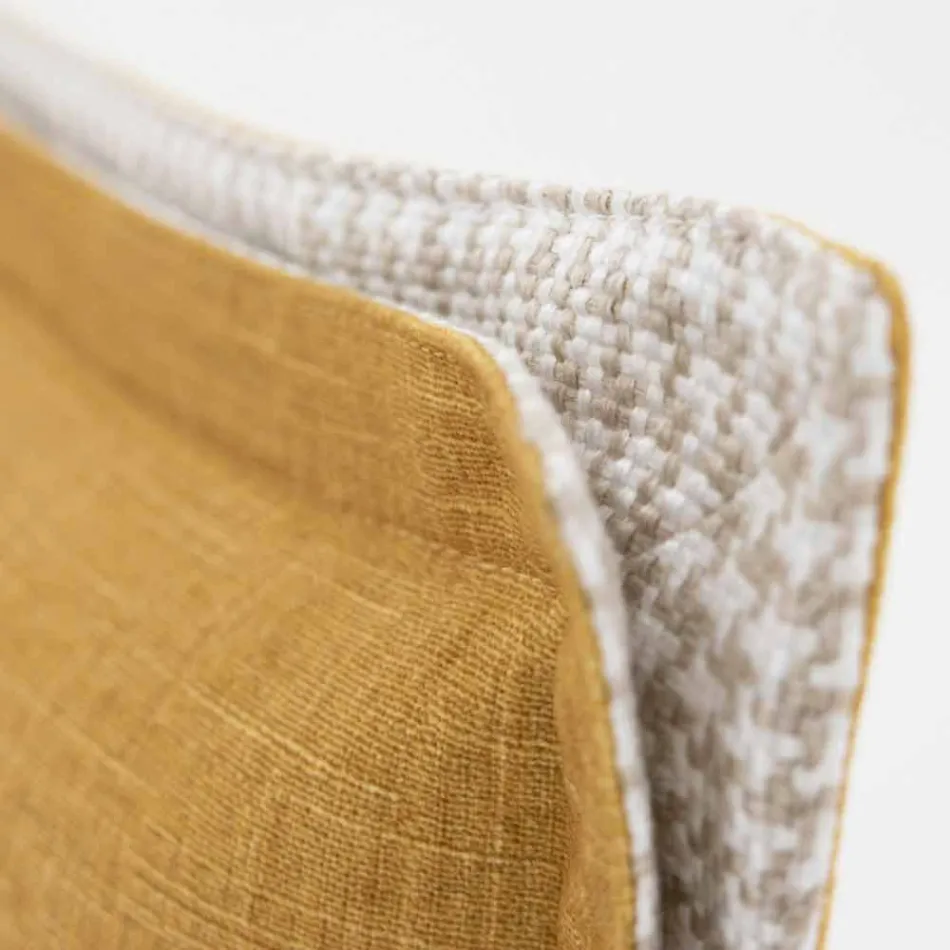 Shtrat dopio në pëlhurë me këmbë metalike prodhuar në Itali - Glorio Viadurini