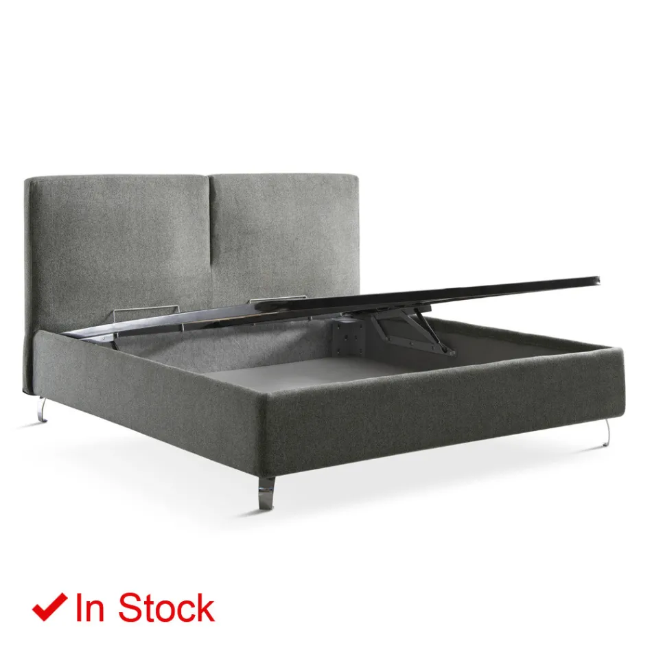 Krevat dopio prej pëlhure ose kadife me njësi ruajtëse Prodhuar në Itali - Ernesto Viadurini