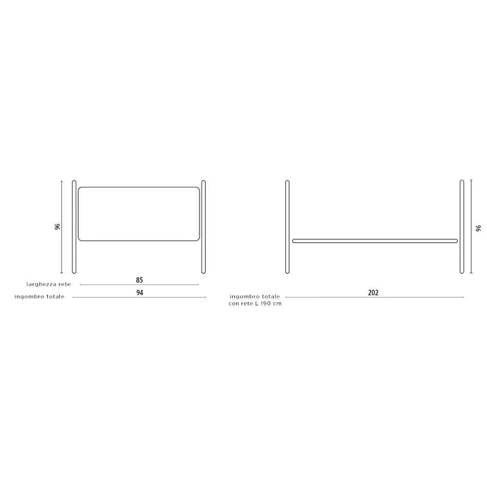 Krevat Tek me Strukturë Hekuri të Koordinuar Prodhuar në Itali - Lillo Viadurini