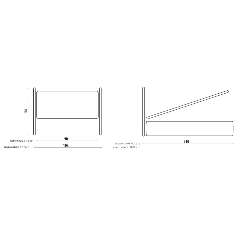 Krevat teke me krevatë të mbushur dhe këmbë, Prodhuar në Itali - Aaron Viadurini