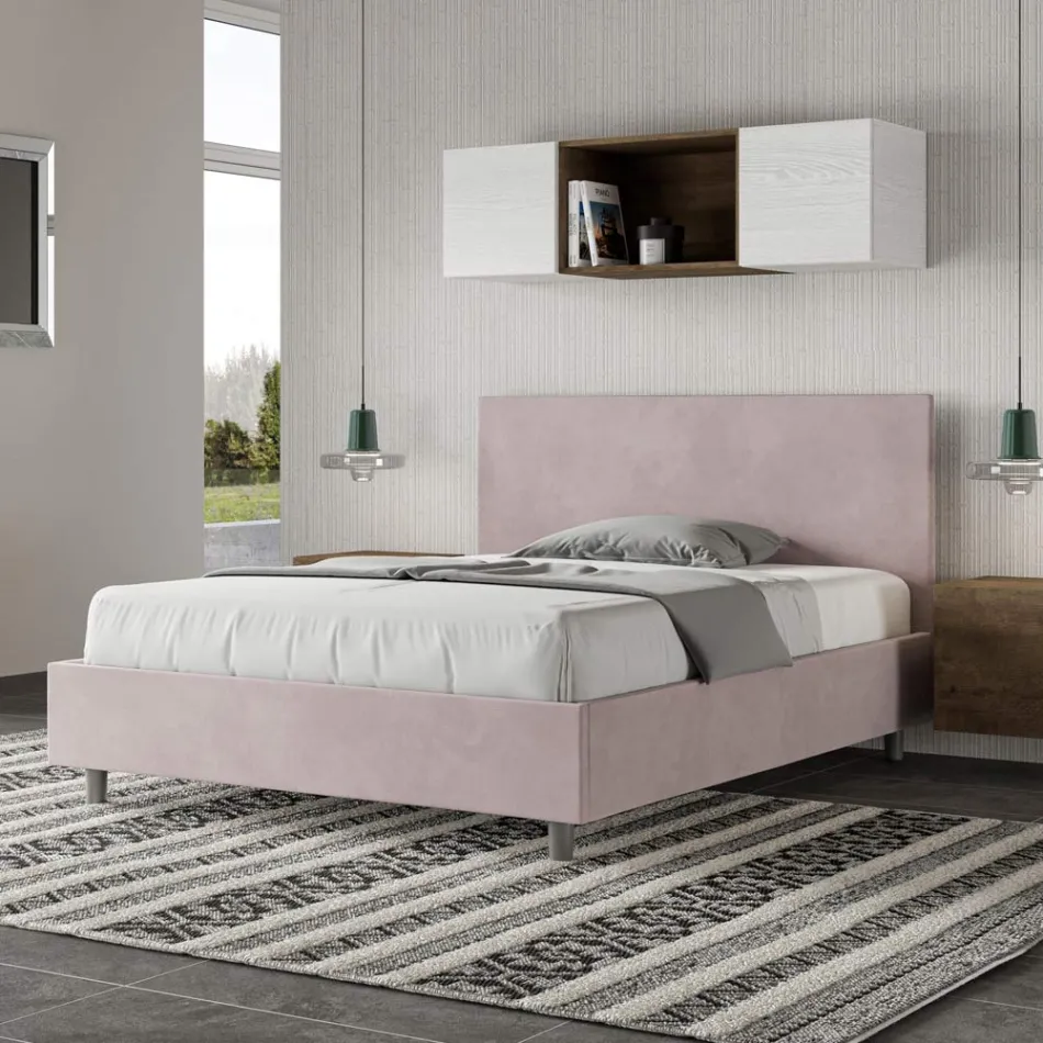 Krevat dopio 140x200 cm me kokë mikrofibre Prodhuar në Itali - Pallone Viadurini