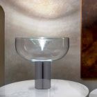 Llambë tryezash xhami bashkëkohore Leucos Aella në gotën kristal Led RGB Viadurini