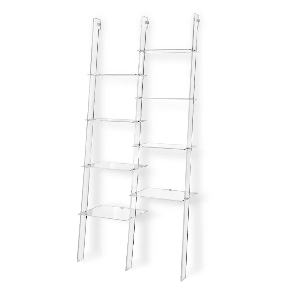 Raft librash në mur në dizajn transparent pleksiglas deri në 4 elemente - Trezza Viadurini