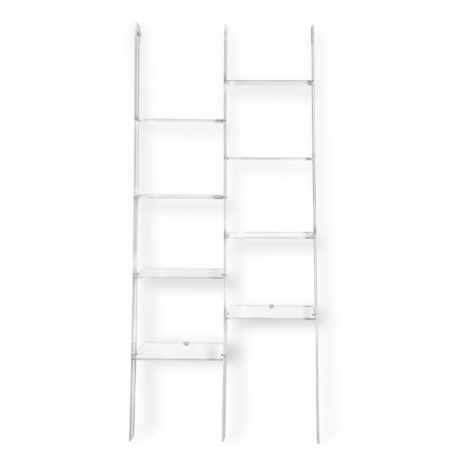 Raft librash në mur në dizajn transparent pleksiglas deri në 4 elemente - Trezza Viadurini