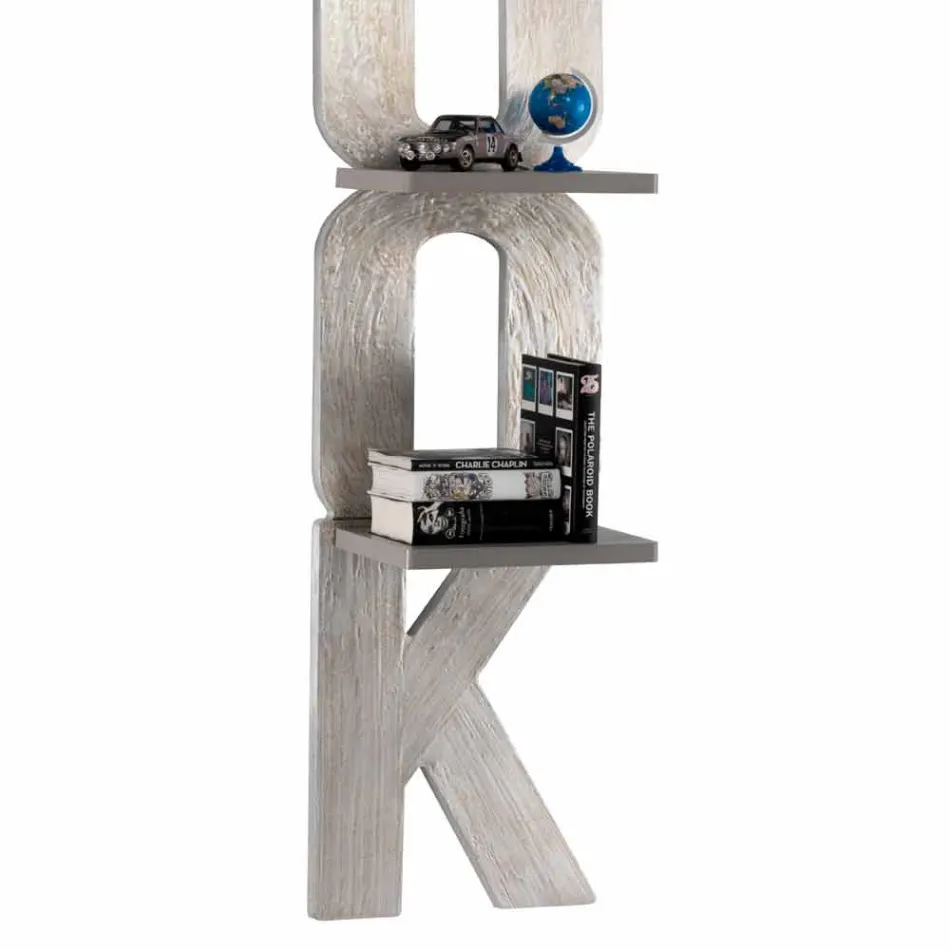 Raft librash muri me një dizajn të punuar me dorë në Itali 3 rafte Nicla Viadurini