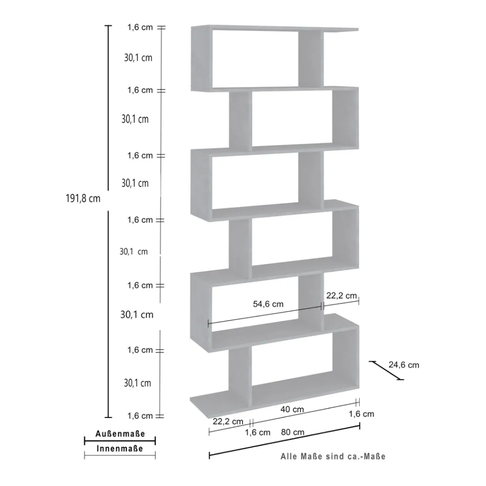 Raft librash muri me dizajn vertikal Dhomë ndenjeje në 3 përfundime druri - Minetta Viadurini
