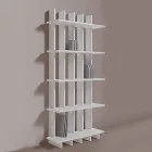 Shabby Chic Bookcase Bookcase in Design White Ash Wood - Babele Viadurini