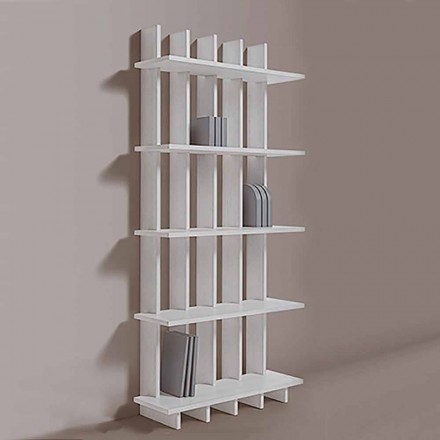 Shabby Chic Bookcase Bookcase in Design White Ash Wood - Babele Viadurini