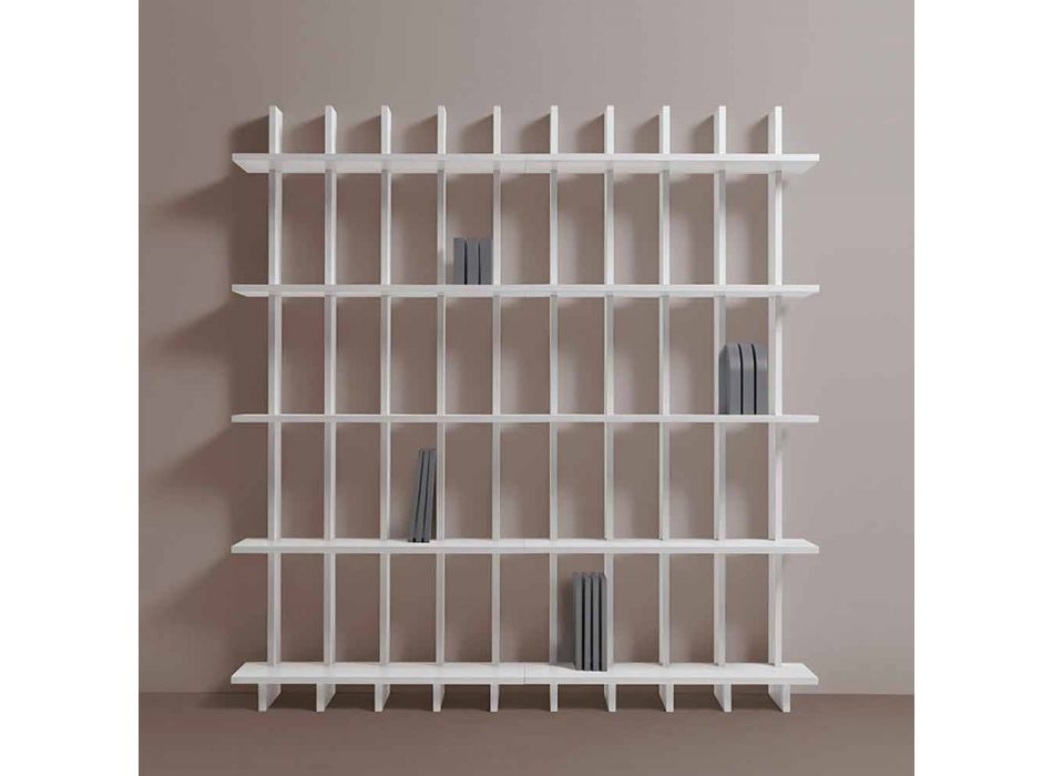 Shabby Chic Bookcase Bookcase in Design White Ash Wood - Babele Viadurini