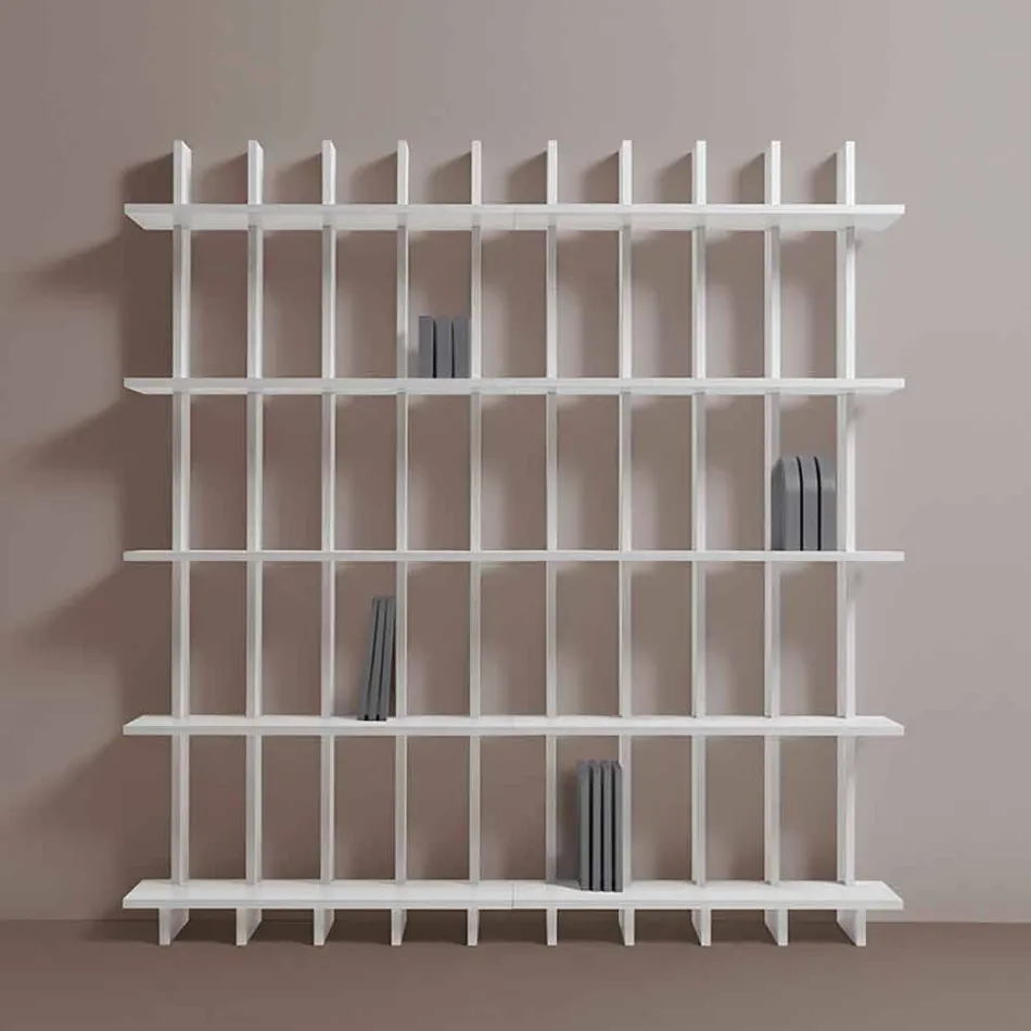 Shabby Chic Bookcase Bookcase in Design White Ash Wood - Babele Viadurini