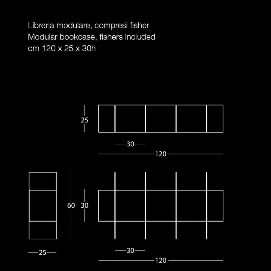 Dizajn Modular Raste librash në mur në ngjyra të ndryshme metalike - Roger Viadurini