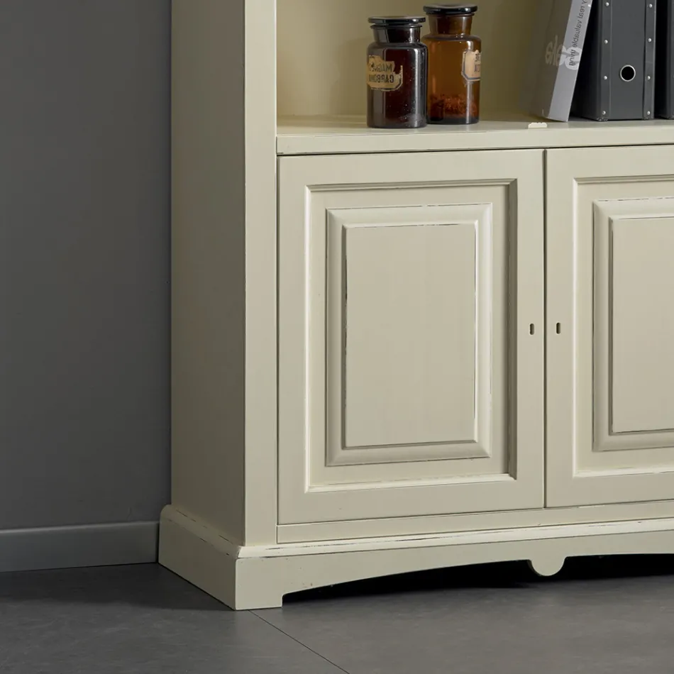 Raft librash me 4 ndarje dhe 2 dyer Punuar nga druri Made in Italy - Eastre Viadurini