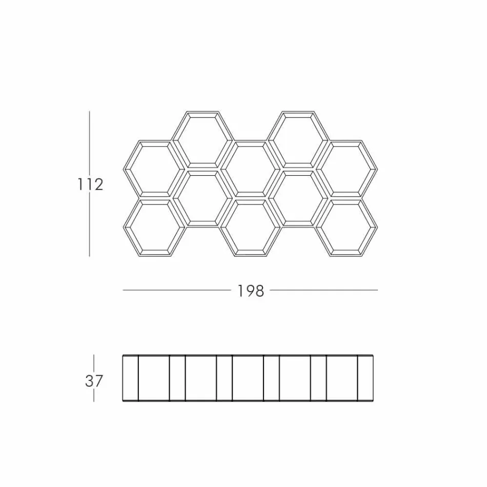 Rrëshqisni raft librash me mur me ngjyra Hexa prodhuar në Itali Viadurini