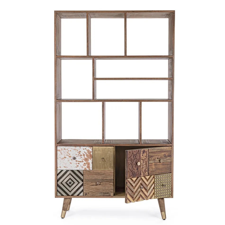 Raft librash të dhomës së ndenjes në dru mango dhe dyer të ricikluara Homemotion - Auriel Viadurini