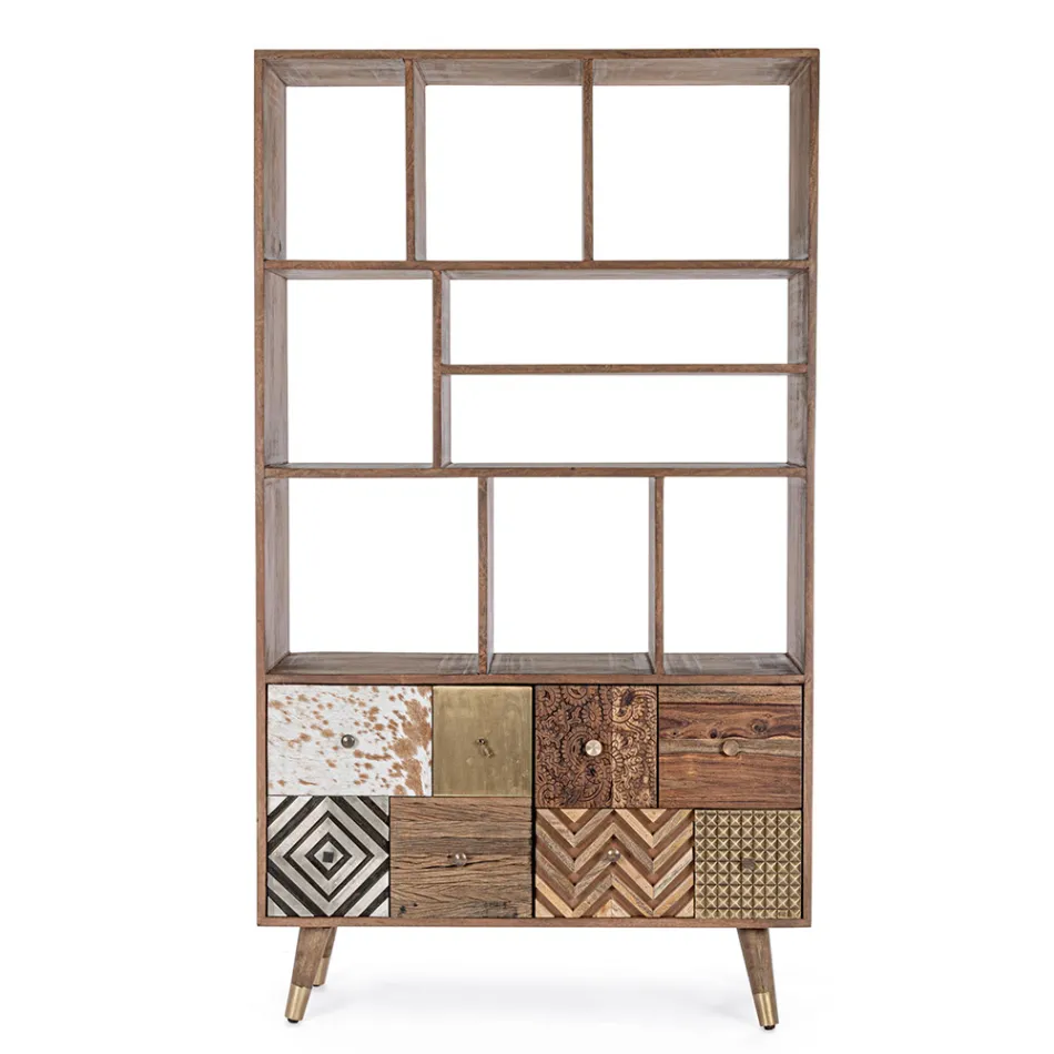 Raft librash të dhomës së ndenjes në dru mango dhe dyer të ricikluara Homemotion - Auriel Viadurini